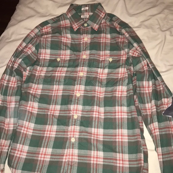 Green, orange and white J. Crew flannel - Picture 1 of 5